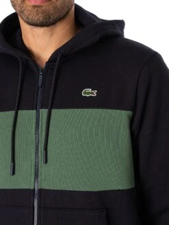 Lacoste Panelled Zip Hoodie - Blue Marine/Dark Green -Standout Fashion Shop 47999d