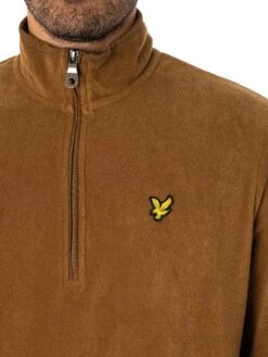 Lyle & Scott Fleece Quarter Zip - Camel Bronze -Standout Fashion Shop 48017d