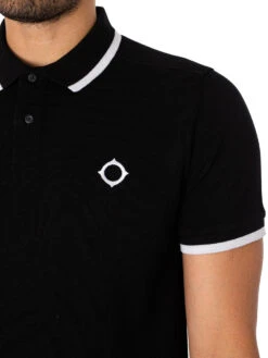 MA.STRUM Block Tipped Polo Shirt - Jet Black -Standout Fashion Shop 48029d