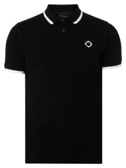 MA.STRUM Block Tipped Polo Shirt - Jet Black -Standout Fashion Shop 48029e