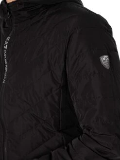 EA7 Logo Zip Down Jacket - Black -Standout Fashion Shop 48145d
