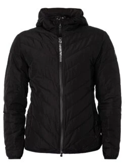 EA7 Logo Zip Down Jacket - Black -Standout Fashion Shop 48145h