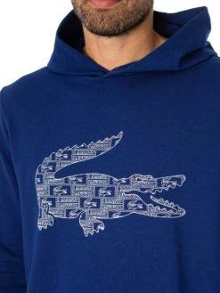 Lacoste Lounge Logo Pullover Hoodie - Blue Marine -Standout Fashion Shop 48191d