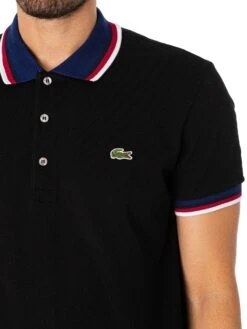 Lacoste Stripe Collar Polo Shirt - Black -Standout Fashion Shop 48199d