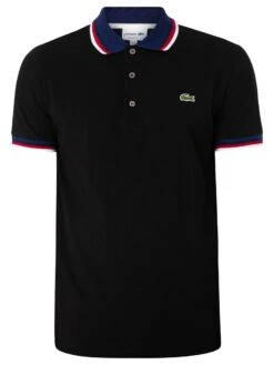 Lacoste Stripe Collar Polo Shirt - Black -Standout Fashion Shop 48199e