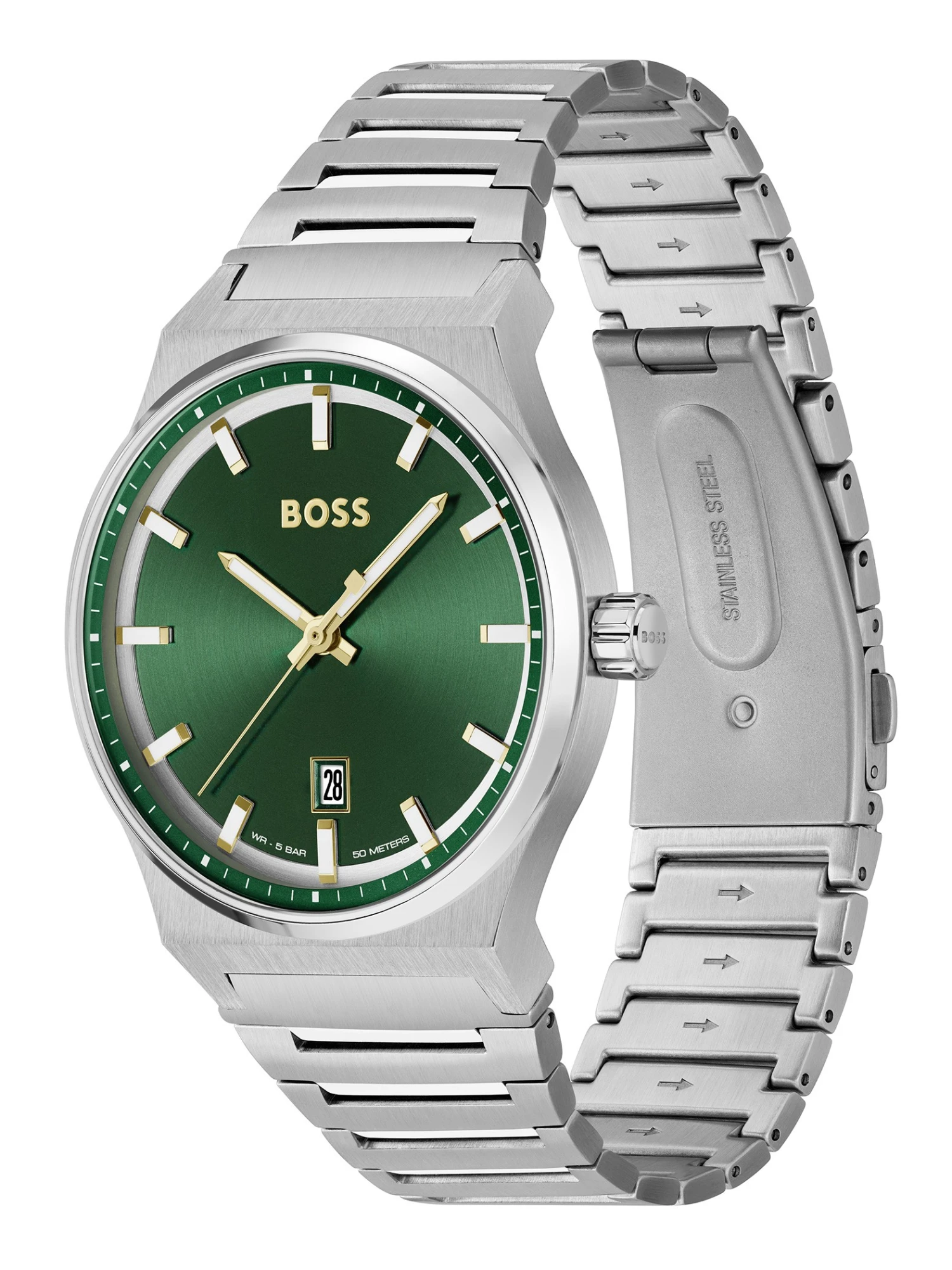 BOSS Cando Steel Watch - Silver/Green 2 BOSS Cando Steel Watch - Silver/Green - Image 2