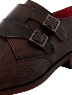Jeffery West Monk Leather Shoes - Dark Brown -Standout Fashion Shop 48349h