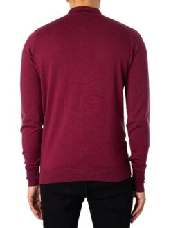John Smedley Cotswold Longsleeved Polo Shirt - Bordeaux -Standout Fashion Shop 48350c