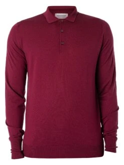 John Smedley Cotswold Longsleeved Polo Shirt - Bordeaux -Standout Fashion Shop 48350f