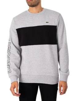 Lacoste Print Colourblock Sweatshirt - Grey/Black