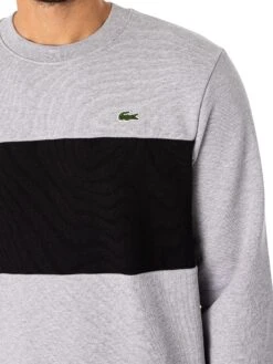 Lacoste Print Colourblock Sweatshirt - Grey/Black -Standout Fashion Shop 48367d