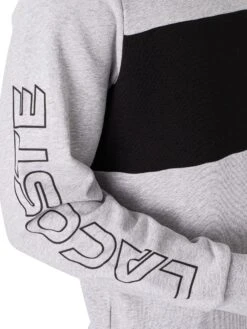 Lacoste Print Colourblock Sweatshirt - Grey/Black -Standout Fashion Shop 48367e