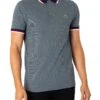 Lacoste Striped Collar Polo Shirt - Dark Grey