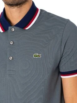 Lacoste Striped Collar Polo Shirt - Dark Grey -Standout Fashion Shop 48372d
