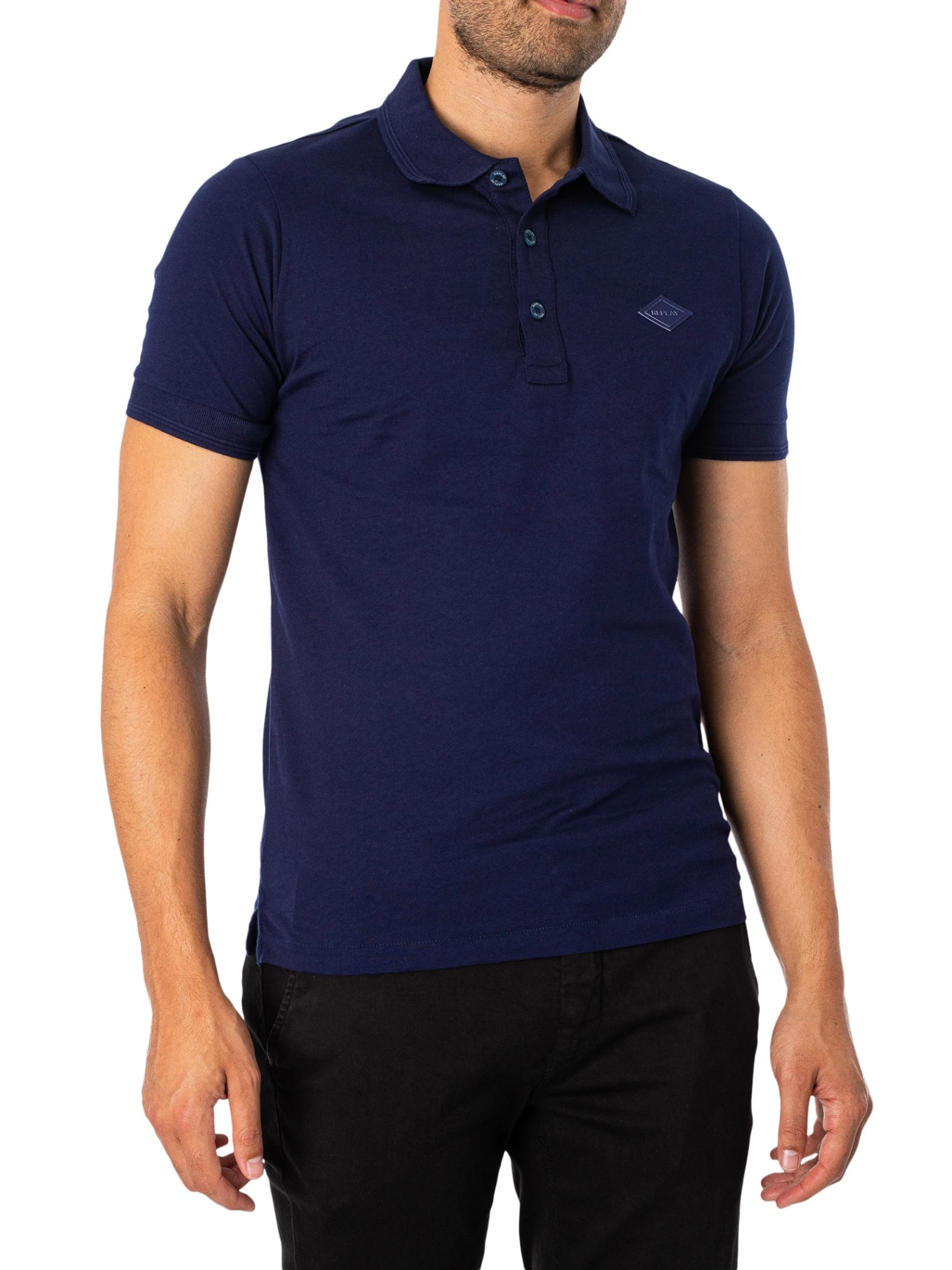Replay Diamond Logo Polo Shirt - Blue 1 Replay Diamond Logo Polo Shirt - Blue