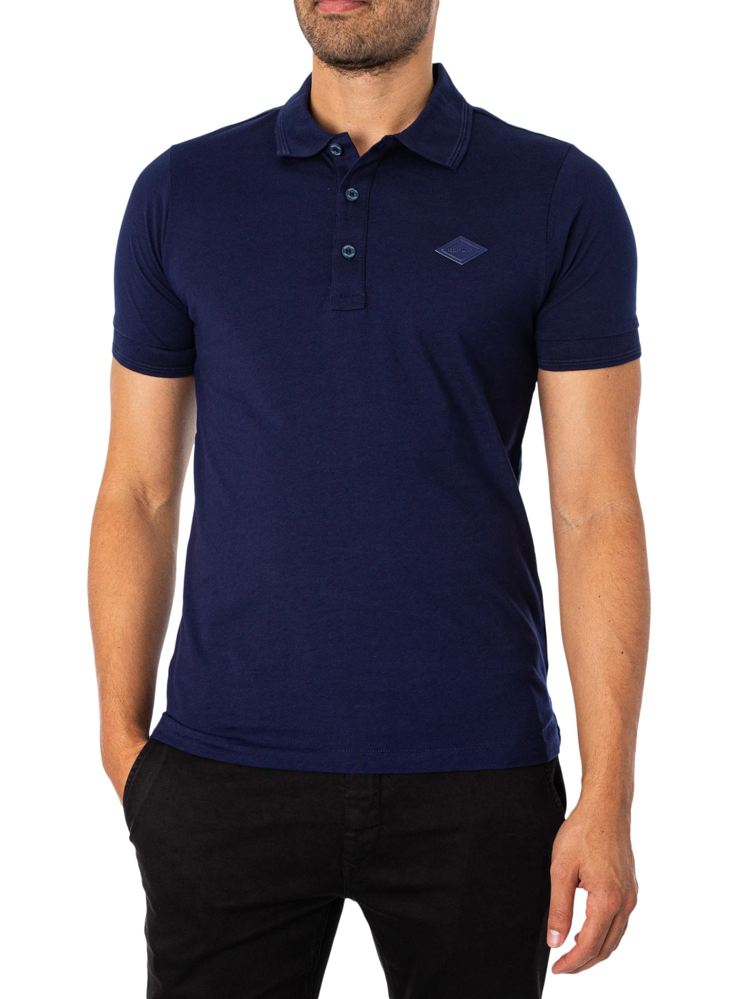 Replay Diamond Logo Polo Shirt - Blue 2 Replay Diamond Logo Polo Shirt - Blue - Image 2