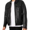 Antony Morato Pocket Slim Fit Leather Jacket - Black