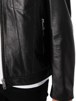 Antony Morato Pocket Slim Fit Leather Jacket - Black -Standout Fashion Shop 48446d