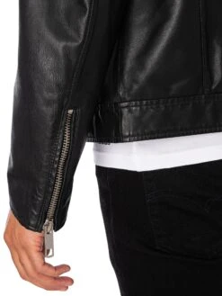 Antony Morato Pocket Slim Fit Leather Jacket - Black -Standout Fashion Shop 48446f