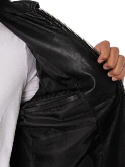 Antony Morato Pocket Slim Fit Leather Jacket - Black -Standout Fashion Shop 48446g