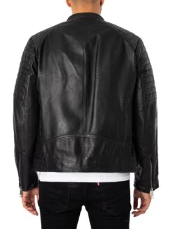 Antony Morato Slim Fit Leather Jacket - Black -Standout Fashion Shop 48447c