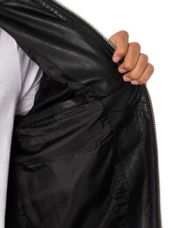 Antony Morato Slim Fit Leather Jacket - Black -Standout Fashion Shop 48447g