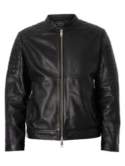 Antony Morato Slim Fit Leather Jacket - Black -Standout Fashion Shop 48447i