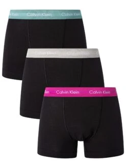 Calvin Klein 3 Pack Trunks - Black (Wild Aster/Grey Heather/Artic Green)