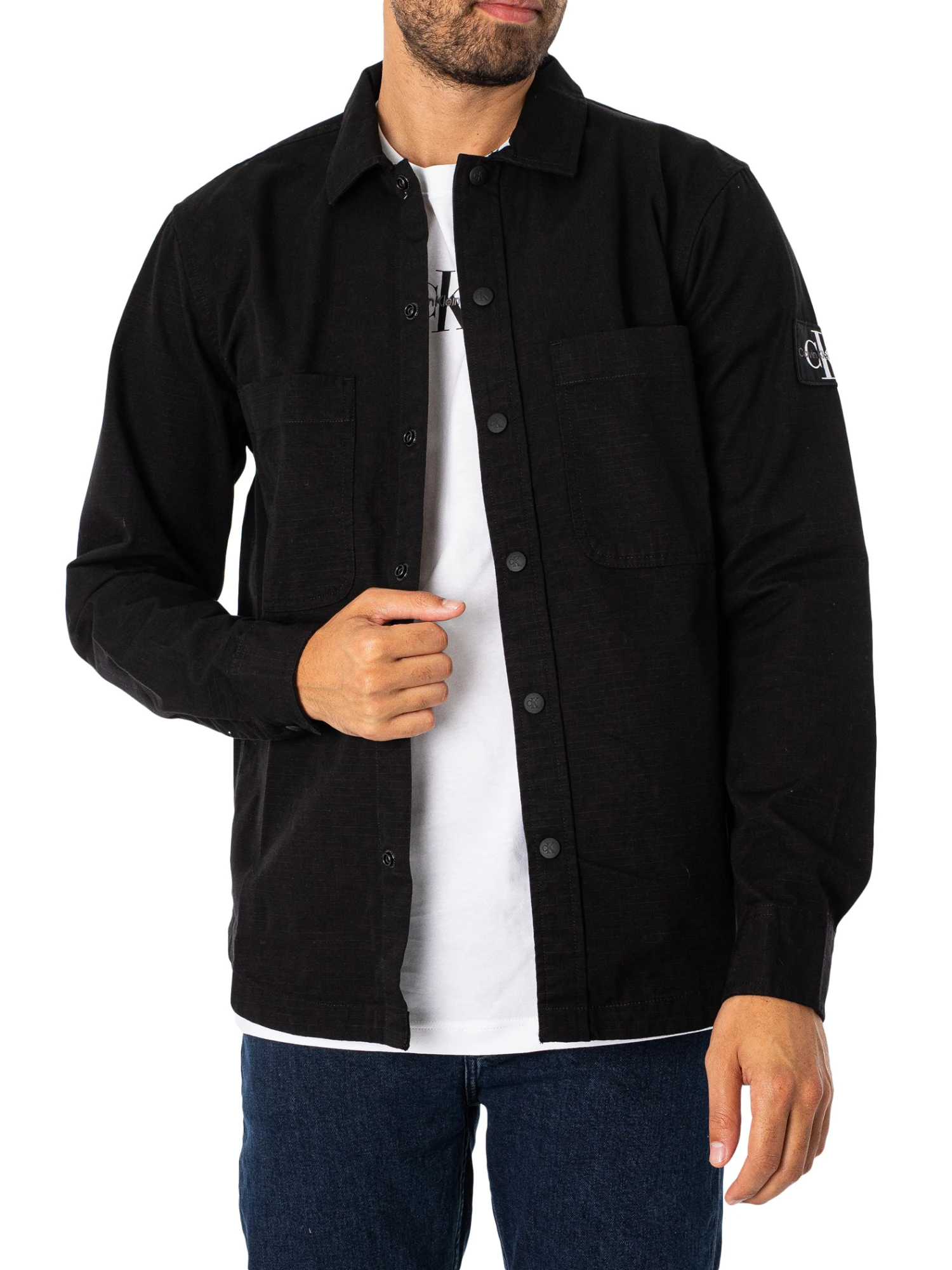 Calvin Klein Jeans Relaxed Essentials Ripstop Overshirt - Black 1 Calvin Klein Jeans Relaxed Essentials Ripstop Overshirt - Black