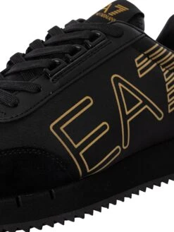 EA7 Side Logo Trainers - Black/Gold -Standout Fashion Shop 48496h