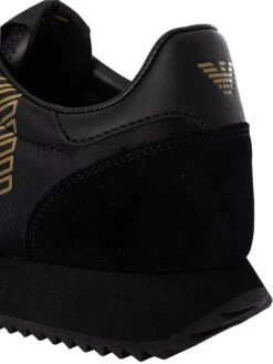 EA7 Side Logo Trainers - Black/Gold -Standout Fashion Shop 48496i
