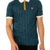 Fila Classic Vintage Stripe Polo Shirt - Reflecting Pond/Gardenia