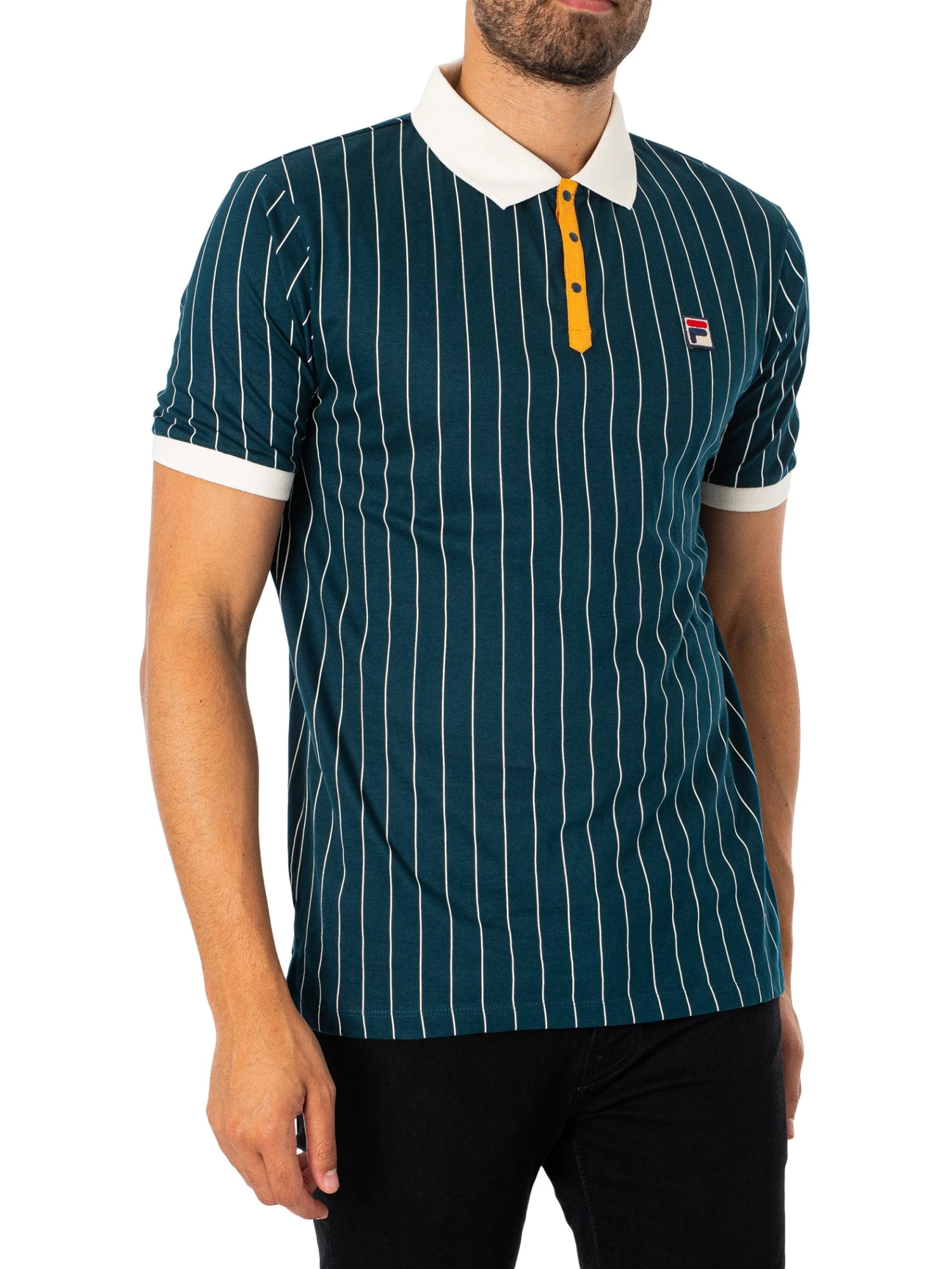 Fila Classic Vintage Stripe Polo Shirt - Reflecting Pond/Gardenia 2 Fila Classic Vintage Stripe Polo Shirt - Reflecting Pond/Gardenia - Image 2