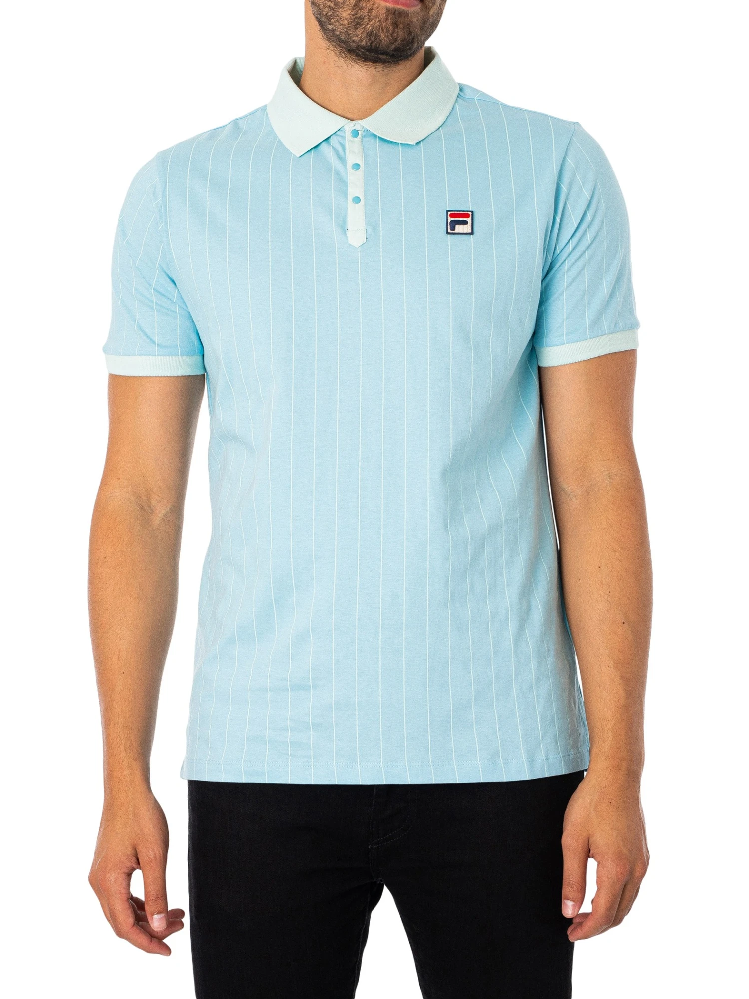 Fila Classic Vintage Stripe Polo Shirt - Sky Blue/Blue Glass 2 Fila Classic Vintage Stripe Polo Shirt - Sky Blue/Blue Glass - Image 2