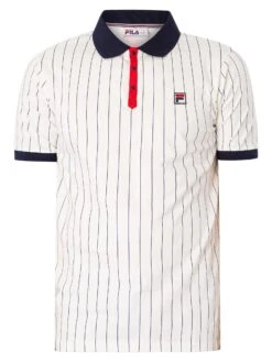 Fila Classic Vintage Stripe Polo Shirt - Gardenia/Navy -Standout Fashion Shop 48521e