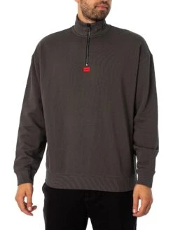 HUGO Durty 1/4 Zip Sweatshirt - Dark Grey