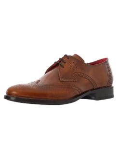 Jeffery West Derby Brogue Leather Shoes - Honey