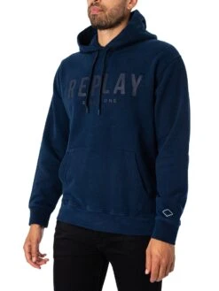 Replay Graphic Pullover Hoodie - Navy -Standout Fashion Shop 48595c