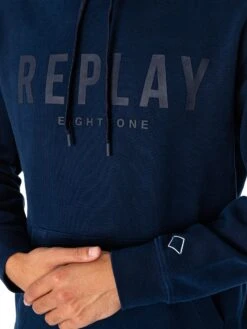 Replay Graphic Pullover Hoodie - Navy -Standout Fashion Shop 48595e