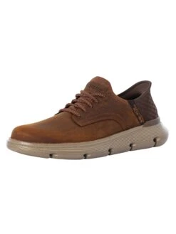 Skechers Slip-ins Garza Leather Trainers - Dark Brown
