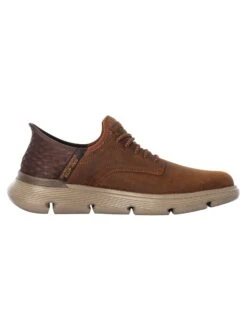 Skechers Slip-ins Garza Leather Trainers - Dark Brown -Standout Fashion Shop 48608c