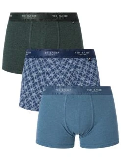 Ted Baker 3 Pack Trunks - Scarab/Real Teal/Rope Chain Navy