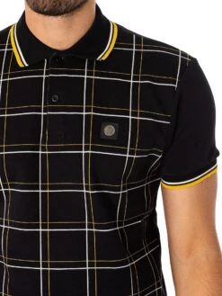 Trojan Check Panel Polo Shirt - Black -Standout Fashion Shop 48679d