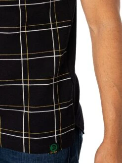 Trojan Check Panel Polo Shirt - Black -Standout Fashion Shop 48679e