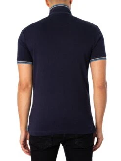 Trojan Houndstooth Panel Polo Shirt - Navy -Standout Fashion Shop 48680c