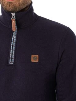 Trojan Houndstooth Trim Sweatshirt - Navy -Standout Fashion Shop 48682d