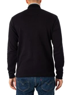 Trojan Longsleeved Houndstooth Panel Polo Shirt - Ecru -Standout Fashion Shop 48685c