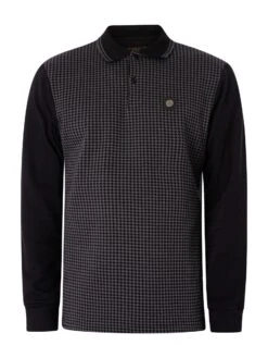 Trojan Longsleeved Houndstooth Panel Polo Shirt - Black 11 Trojan Longsleeved Houndstooth Panel Polo Shirt - Black -Standout Fashion Shop 48686f