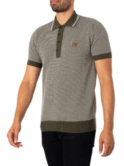 Trojan Pattern Fine Gauge Polo Shirt - Army