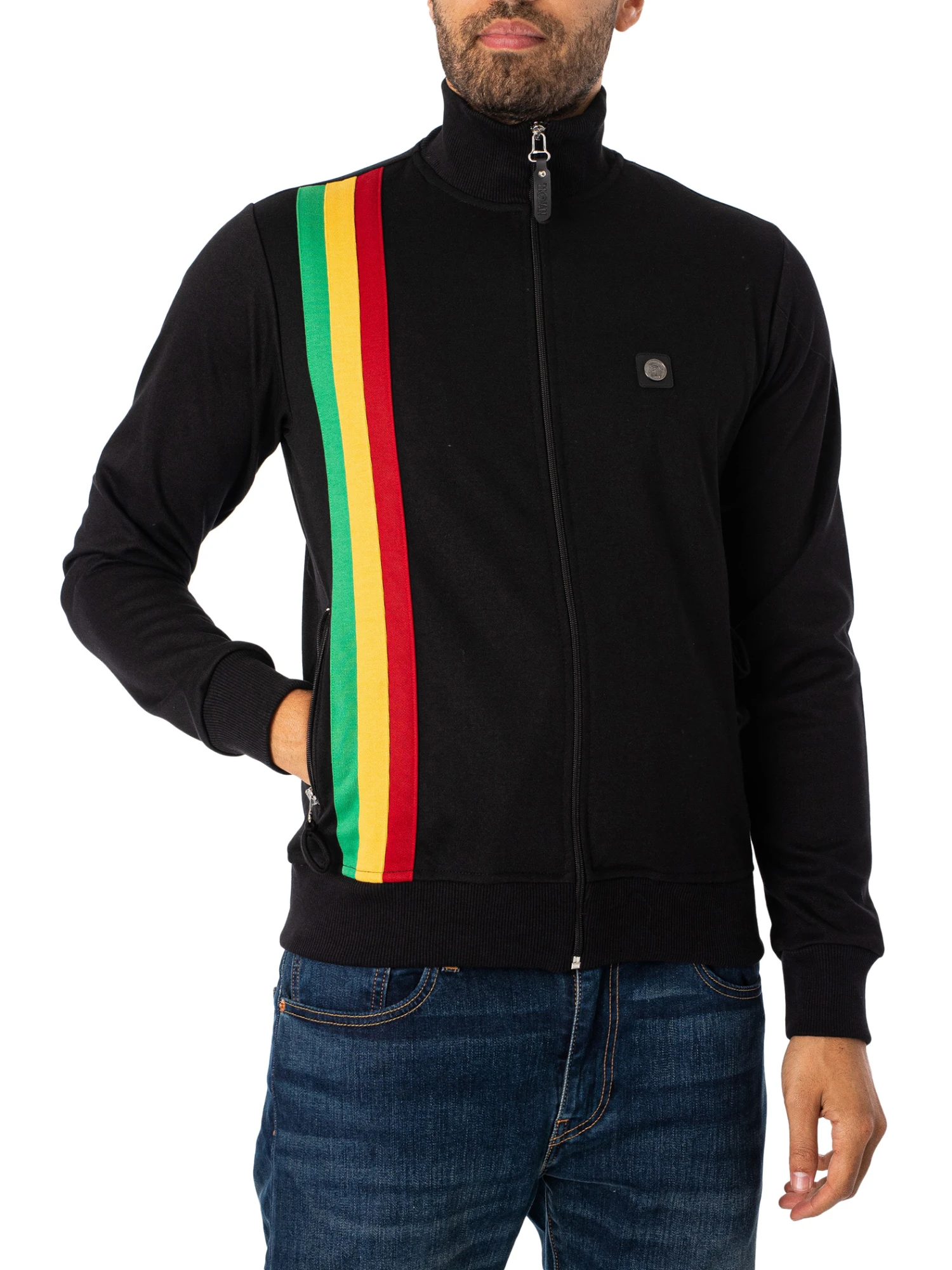 Trojan Racing Stripe Track Top Jacket - Black 2 Trojan Racing Stripe Track Top Jacket - Black - Image 2